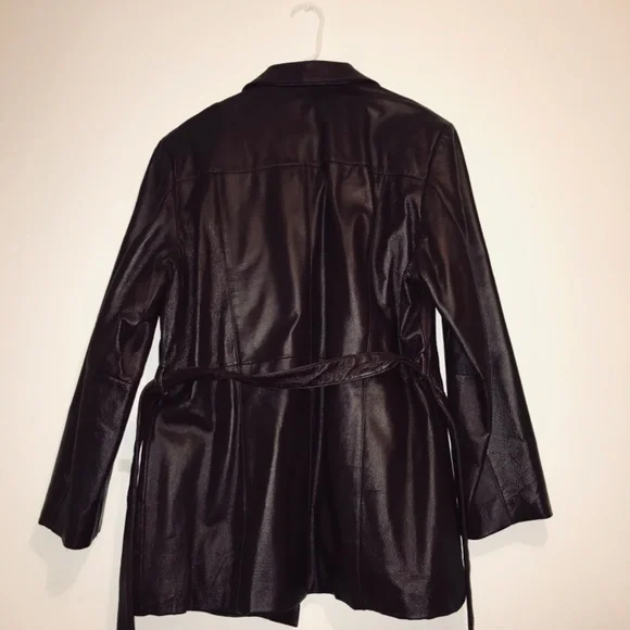 Vintage 90s Women Oscar Piel Dark Burgundy Genuine 100% Leather Jacket Coat 2XL - Picture 4 of 13